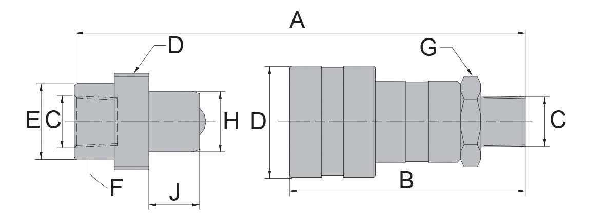 HÖGFLÖDESKOPPLING HANE 3/8" MED DAMMSKYDD - Bild 2