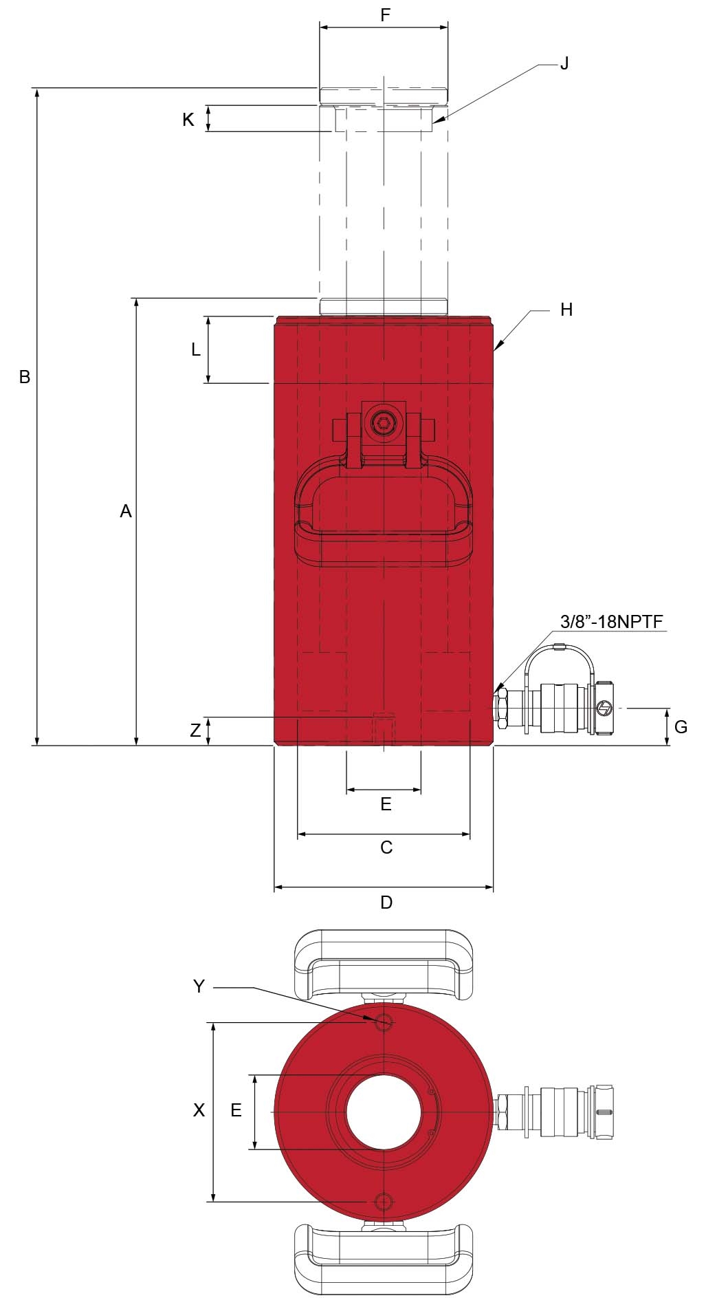 HÅLCYLINDER ENKELVERKANDE 30 TON SLAG 64 MM - Bild 2