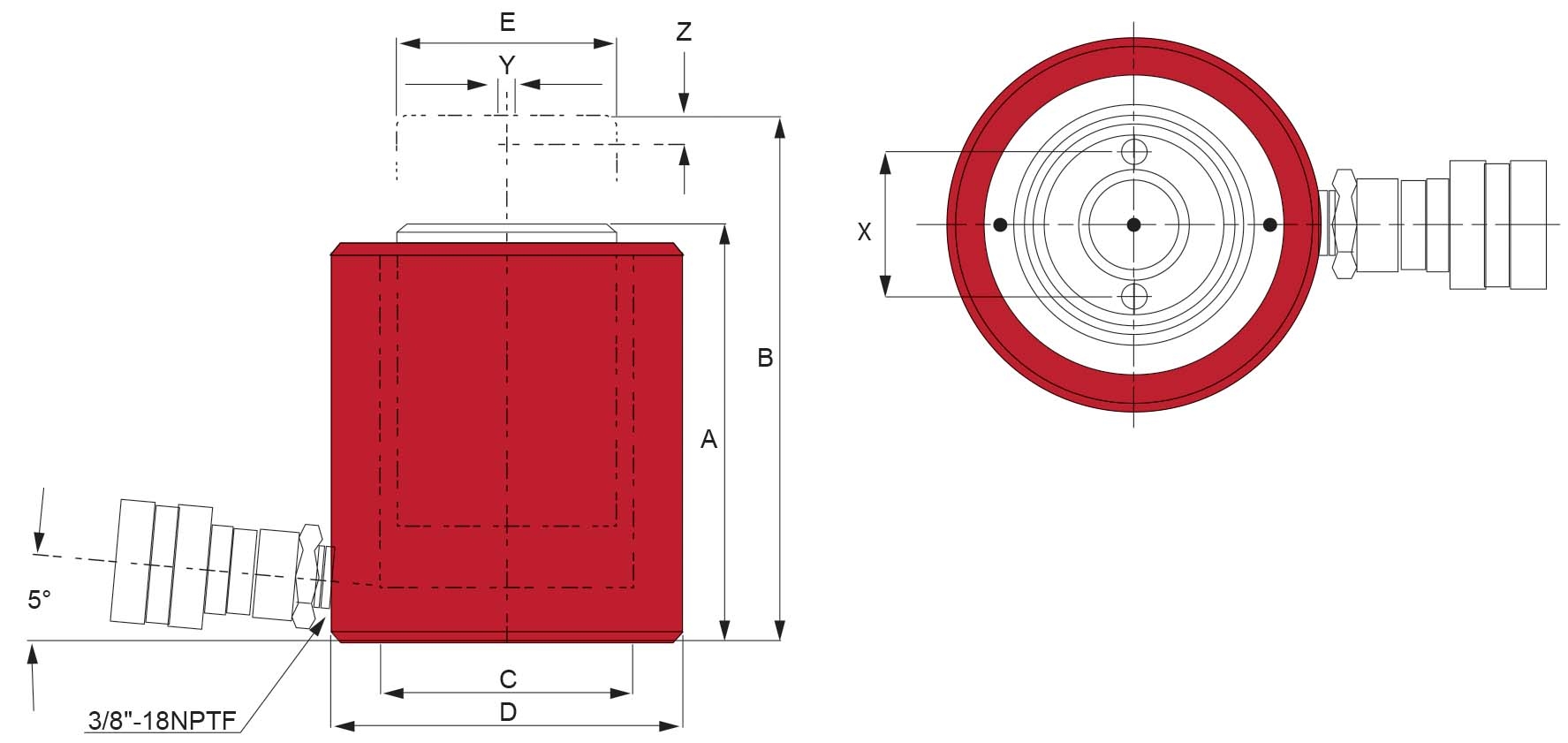 LÅGPROFILCYLINDER 10 TON SLAG 38 MM - Bild 2