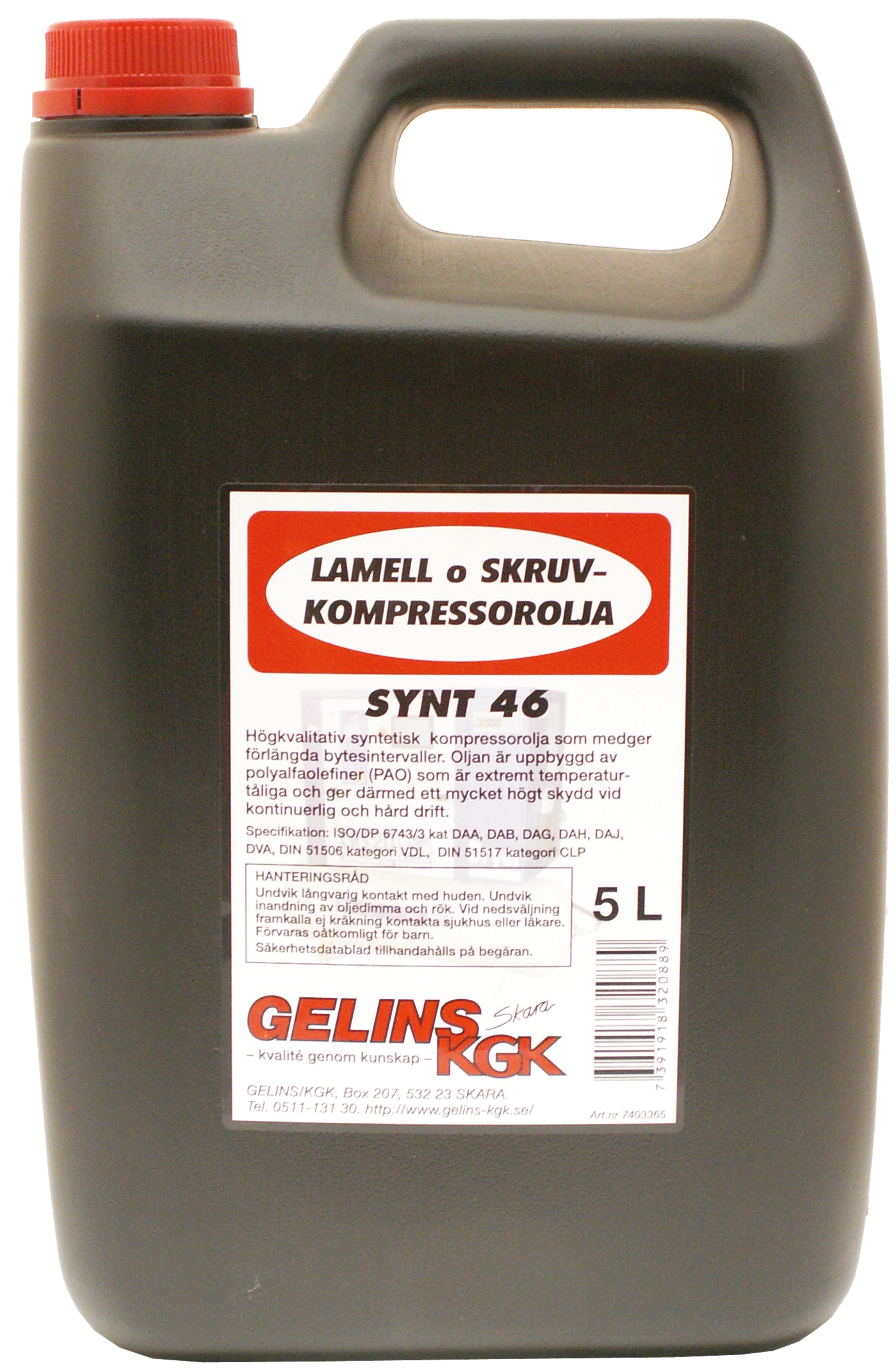 kompressorolja syntet 46 5l för skruvkompressor