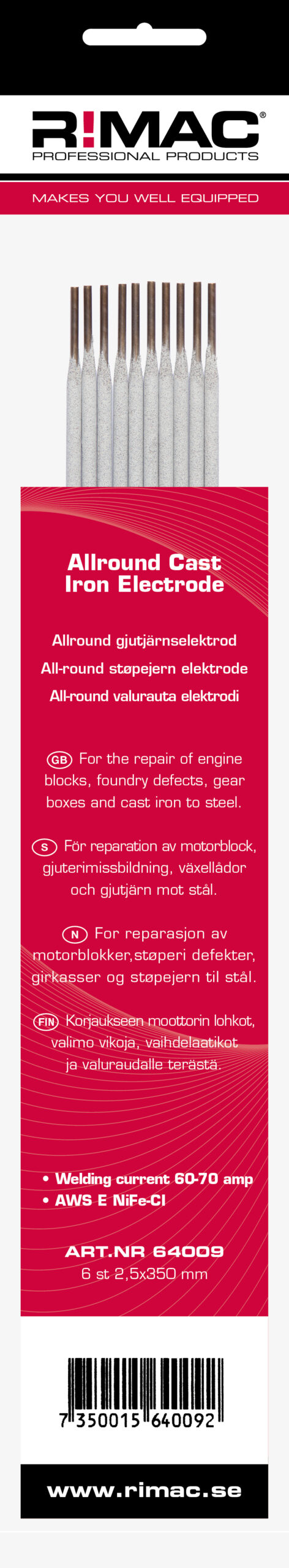 RIMAC SB-pac Svetselektrod Gjutjärn-2,5 mm x 6st